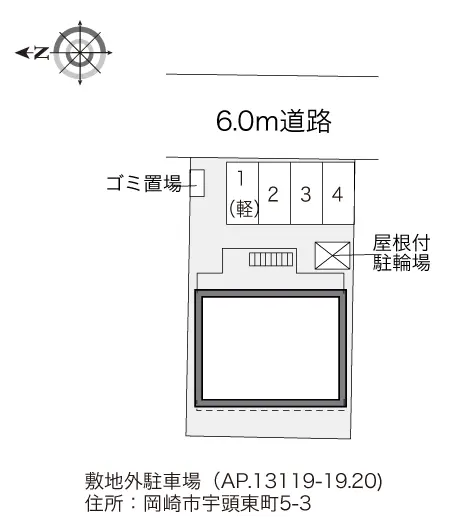 ★手数料０円★岡崎市宇頭東町　月極駐車場（LP）